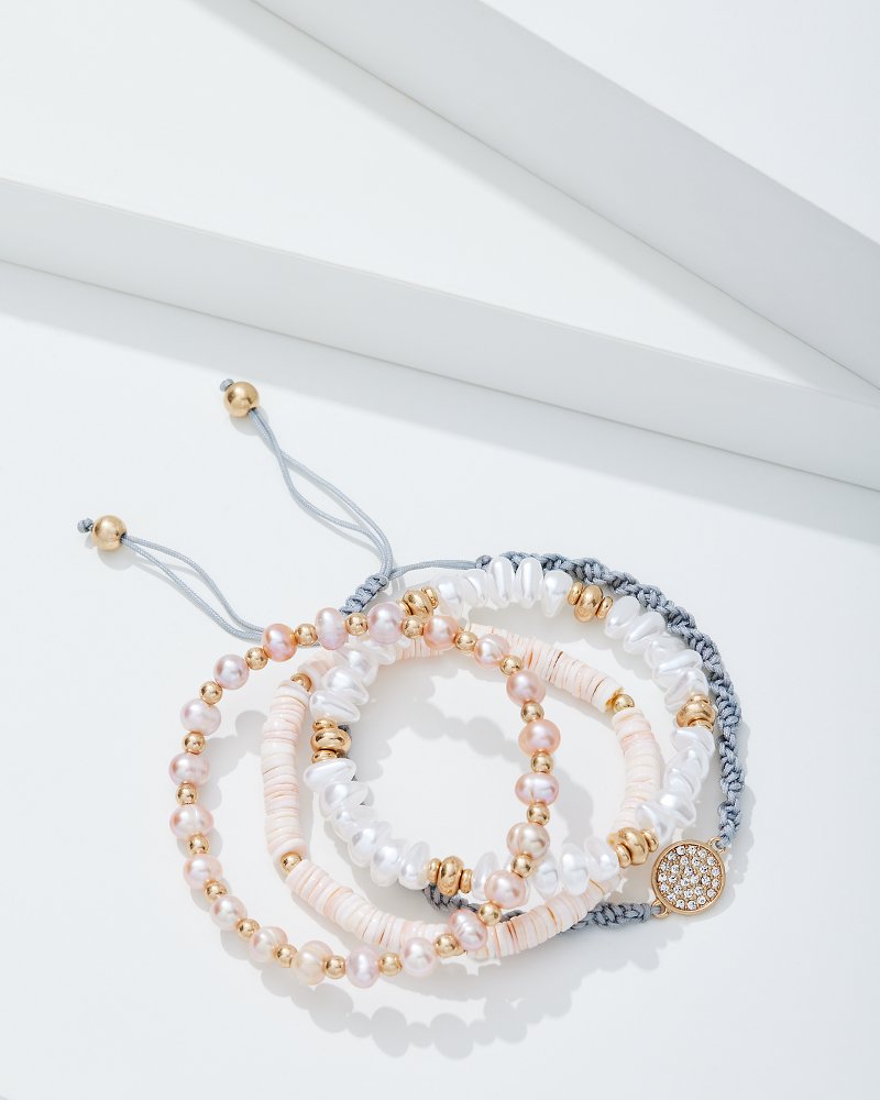 Sanibel Island Heishi and Pearl Bracelet Set