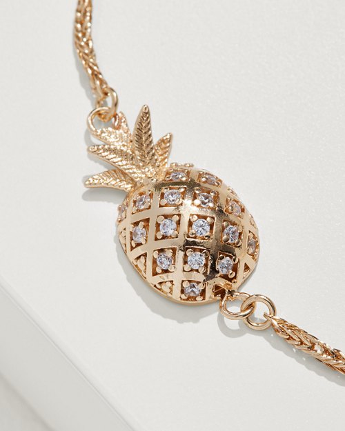 Crystal Collection Gold Pineapple Pull-Tie Bracelet