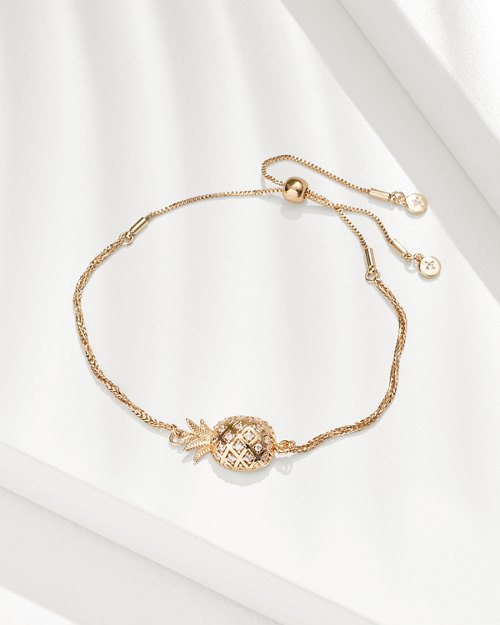 Crystal Collection Gold Pineapple Pull-Tie Bracelet