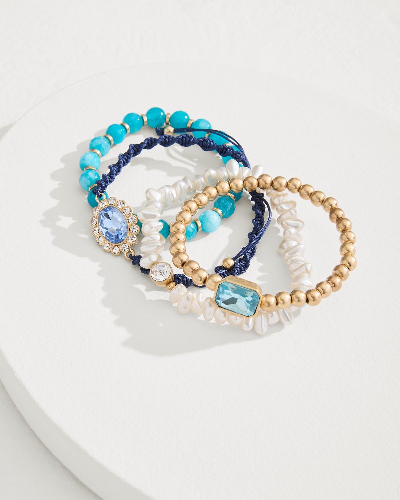 Tidal Treasure Pearl and Semi-Precious Stone Bracelet Set