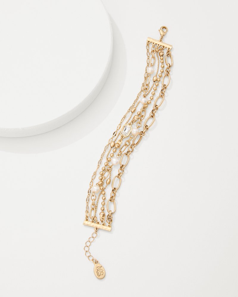 Tidal Treasure Pearl and Chain Layered Bracelet