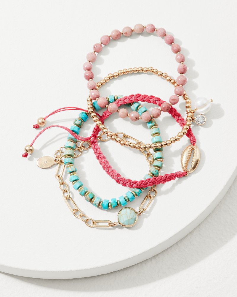 Coral Isles Semi-Precious Stone & Pearl Bracelet Set