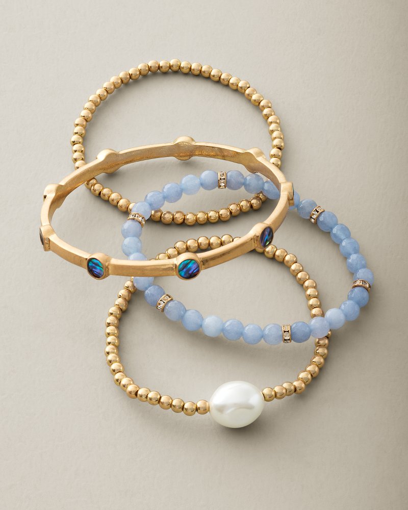Marina Coast Semi-Precious Stone and Pearl Bracelet Set