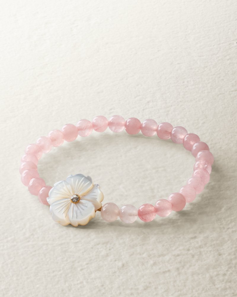 Hibiscus Bliss Pink Stone Stretch Bracelet