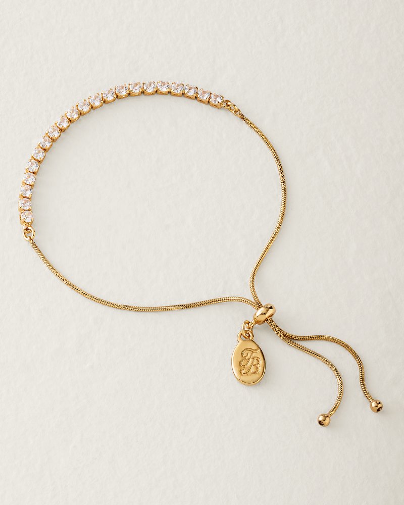 Hibiscus Charm Cup Chain Gold Pull Tie Bracelet