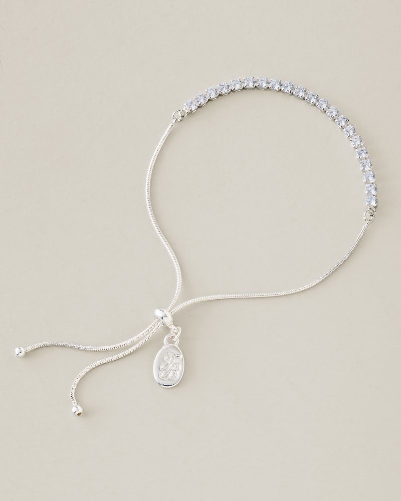 Hibiscus Charm Cup Chain Silver Pull Tie Bracelet