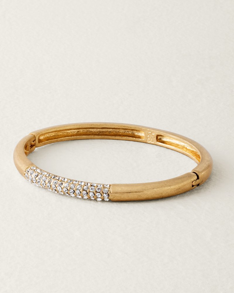 Hibiscus Charm Pave Hinge Bracelet