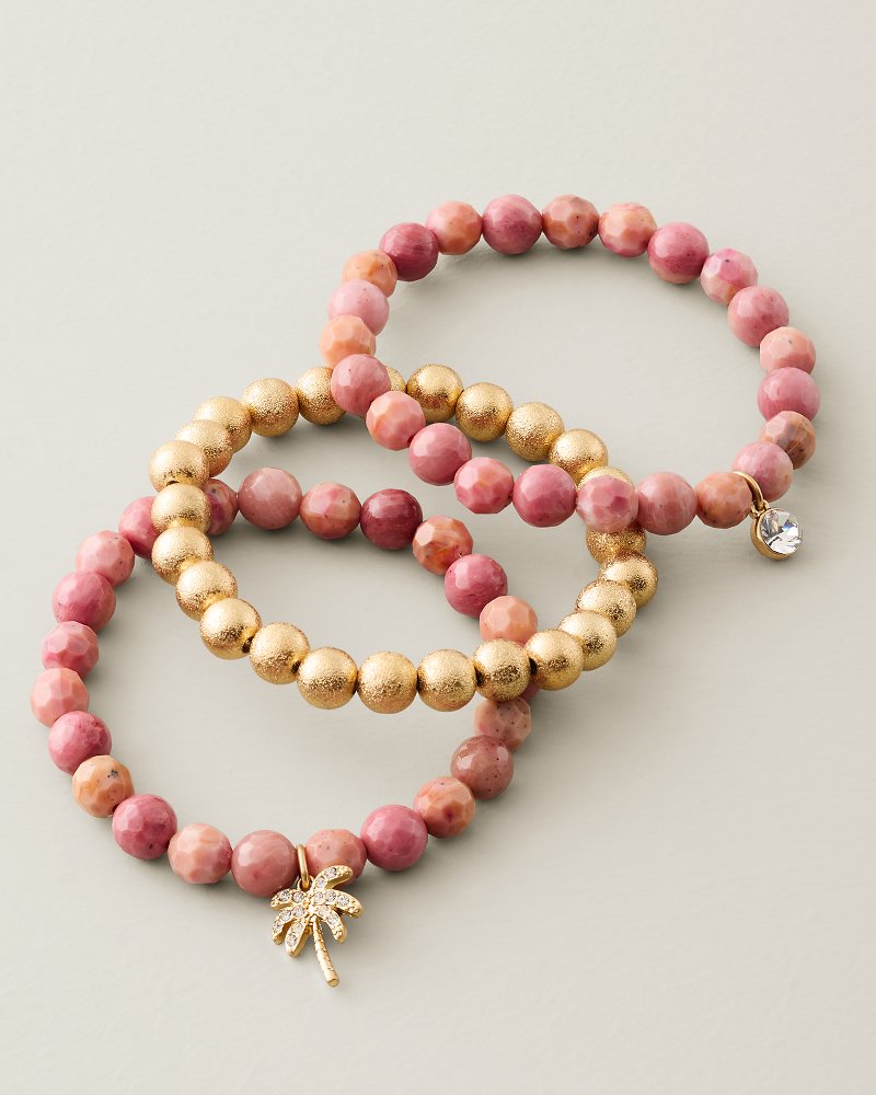 Flora Palms Stone Beaded Stretch Bracelet Set