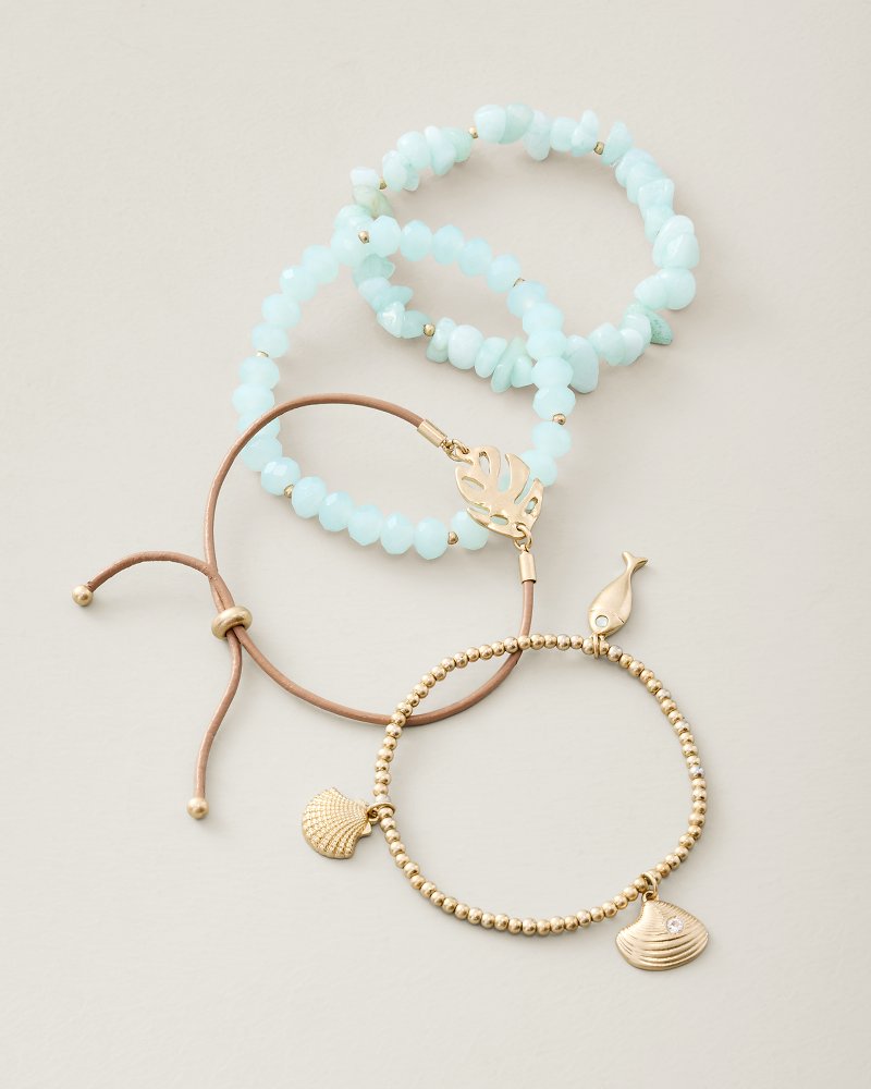 Coastal Fronds Pavé Starfish Stretch Bracelet Set