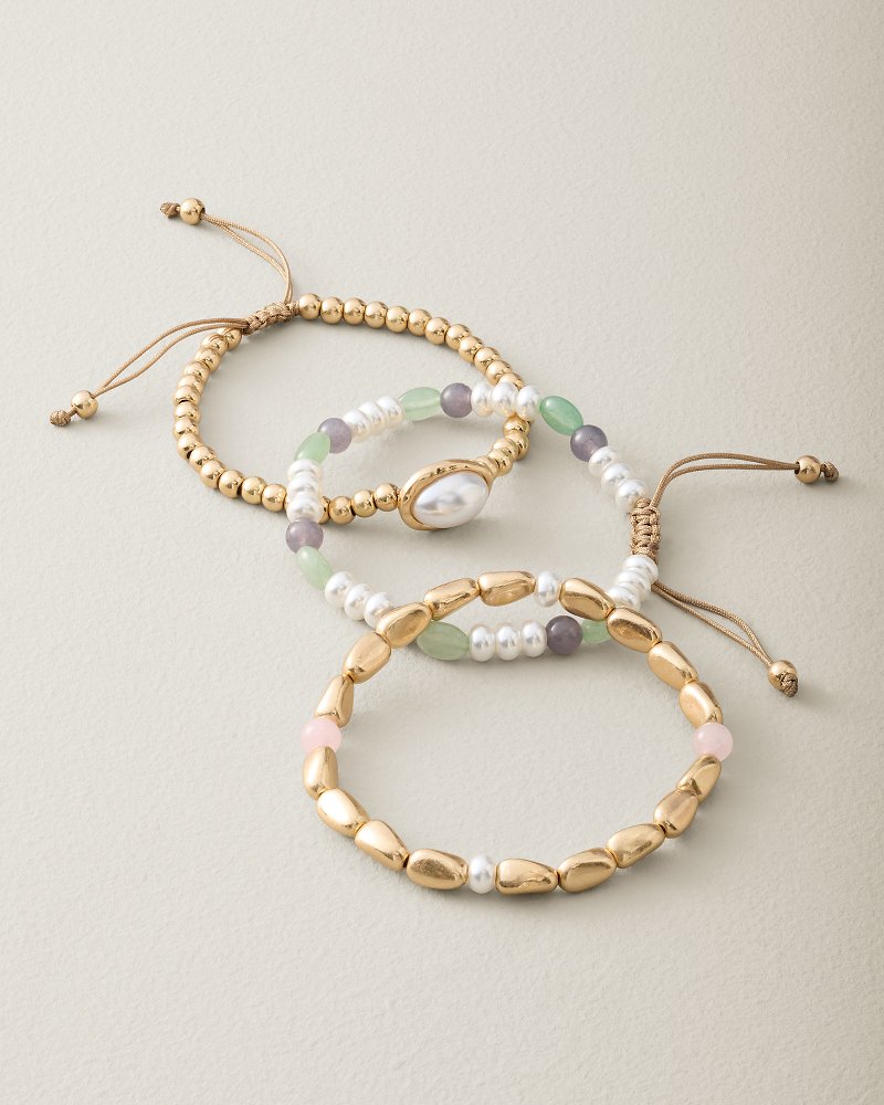 Ocean Blossom Semi-Precious Stone Beaded Bracelet Set