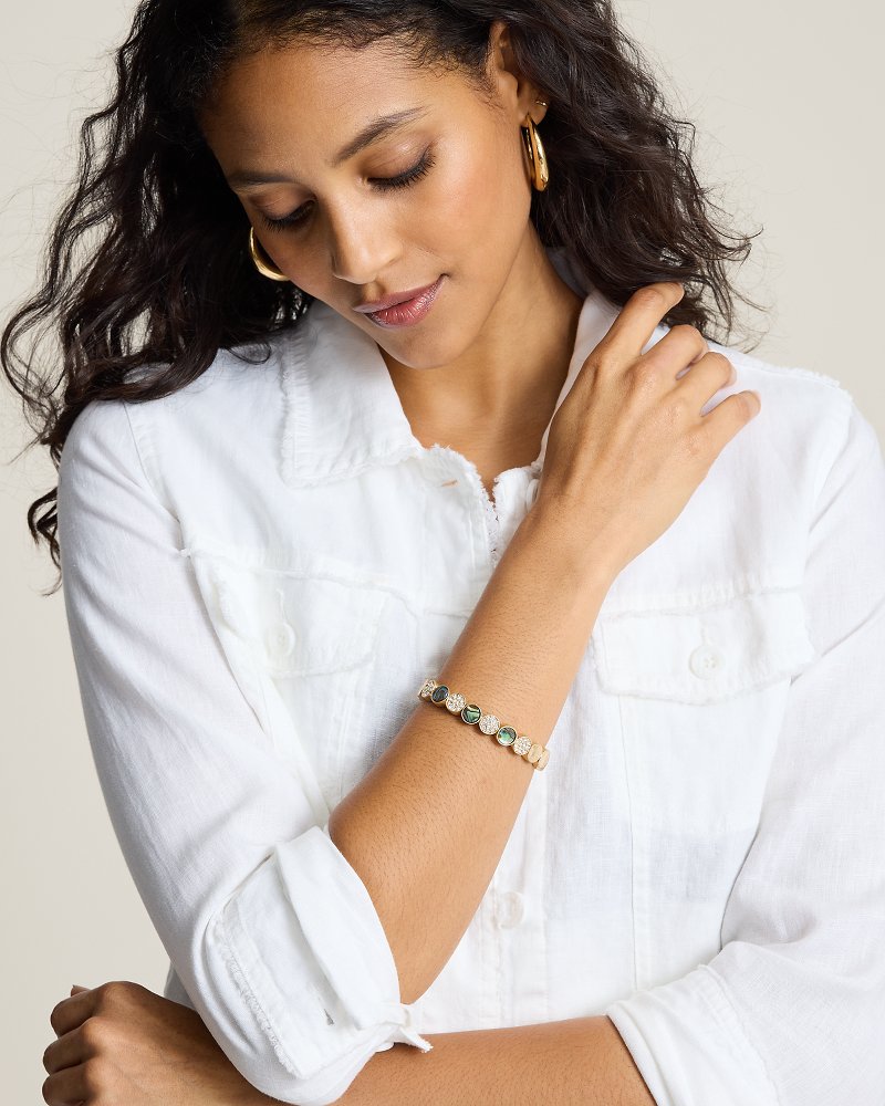 Coastal Heirloom Abalone and Pavé Cuff Bracelet
