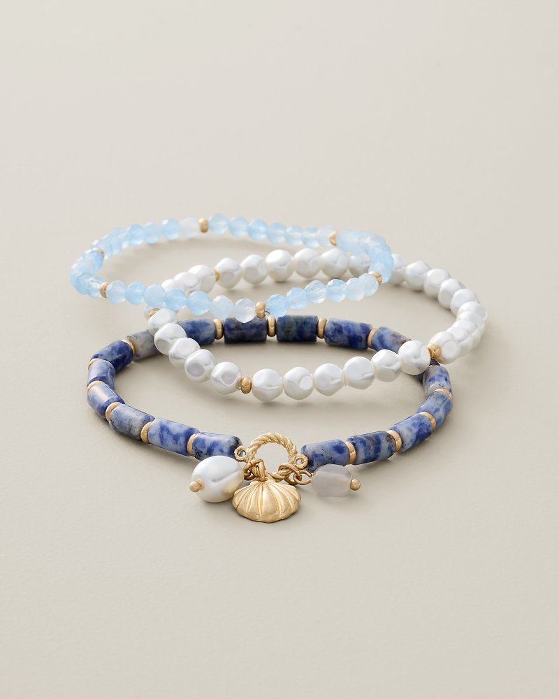 Palm Garden Pearl & Bead Stretch Bracelet Set