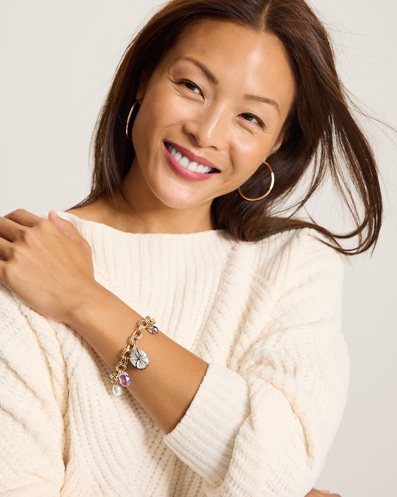 Midnight Cove Hibiscus Charm Bracelet