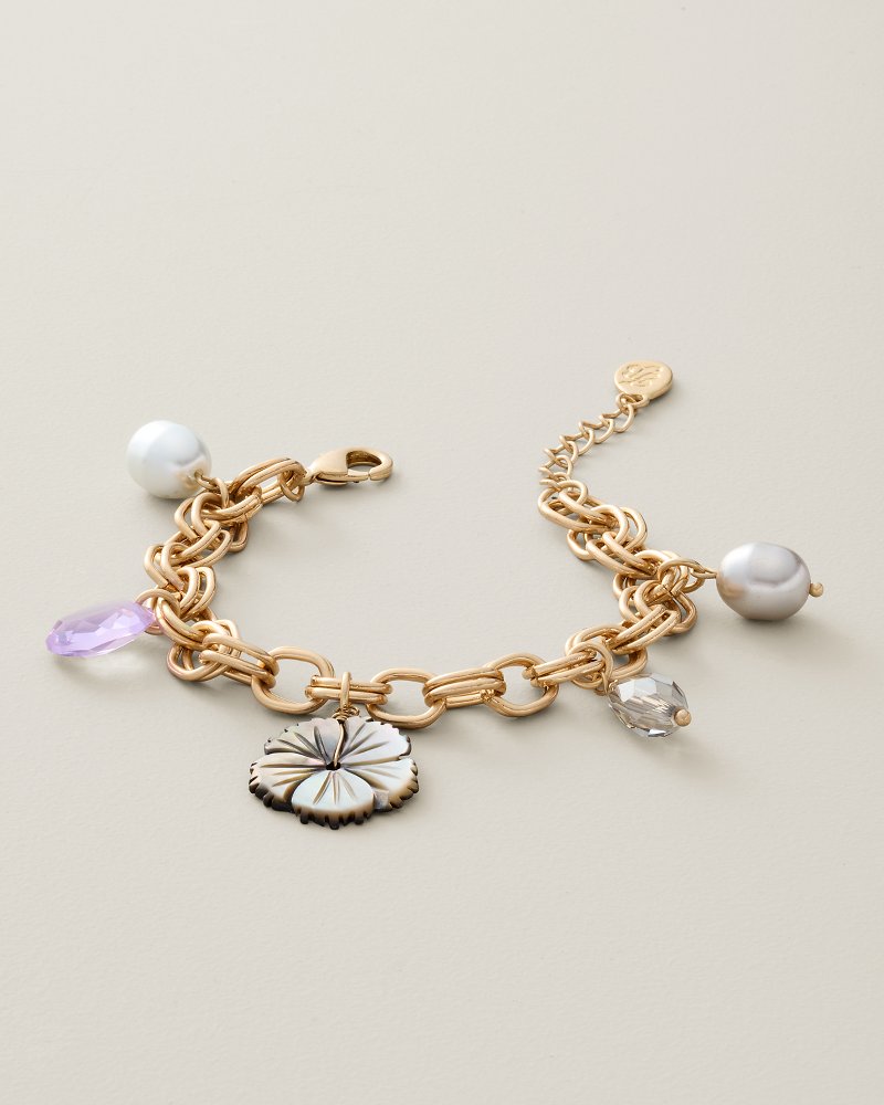 Midnight Cove Hibiscus Charm Bracelet