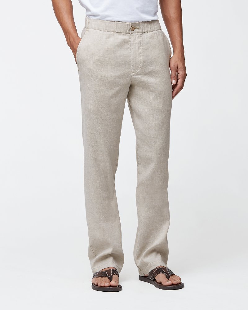 Big & Tall Beach Linen Elastic-Waist Pants