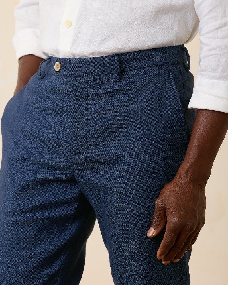Thumbnail for Big & Tall Latigo Beach Linen-Blend Flat-Front Pants