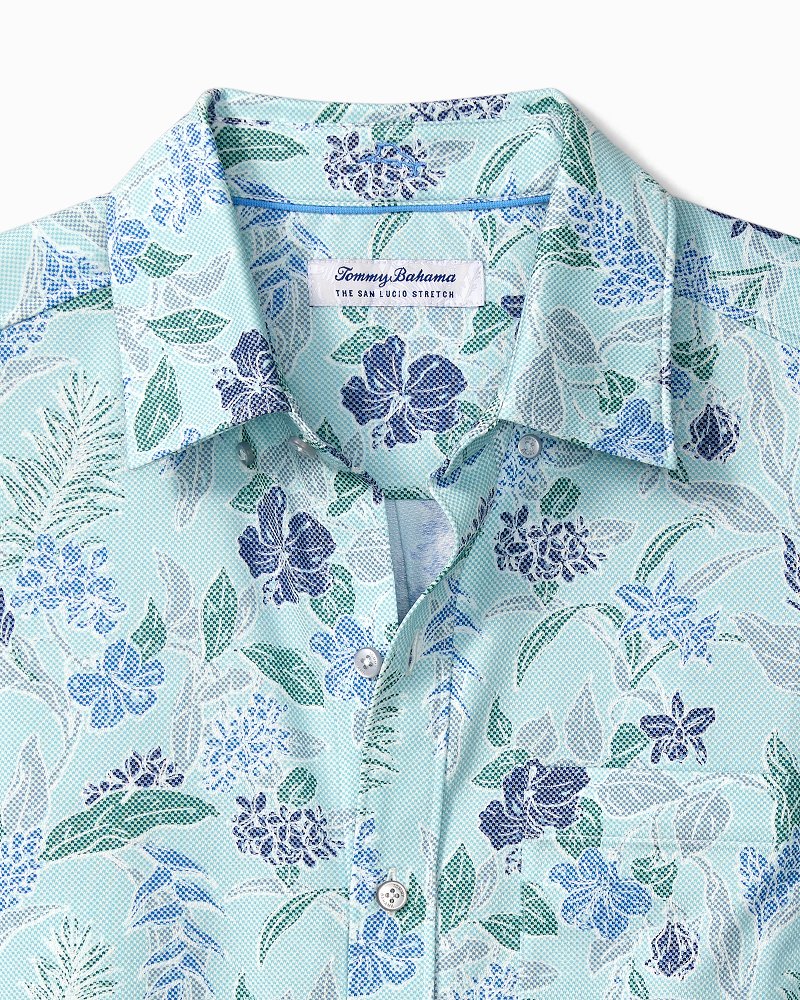 Big & Tall San Lucio Aqua Isles IslandZone® Stretch Camp Shirt