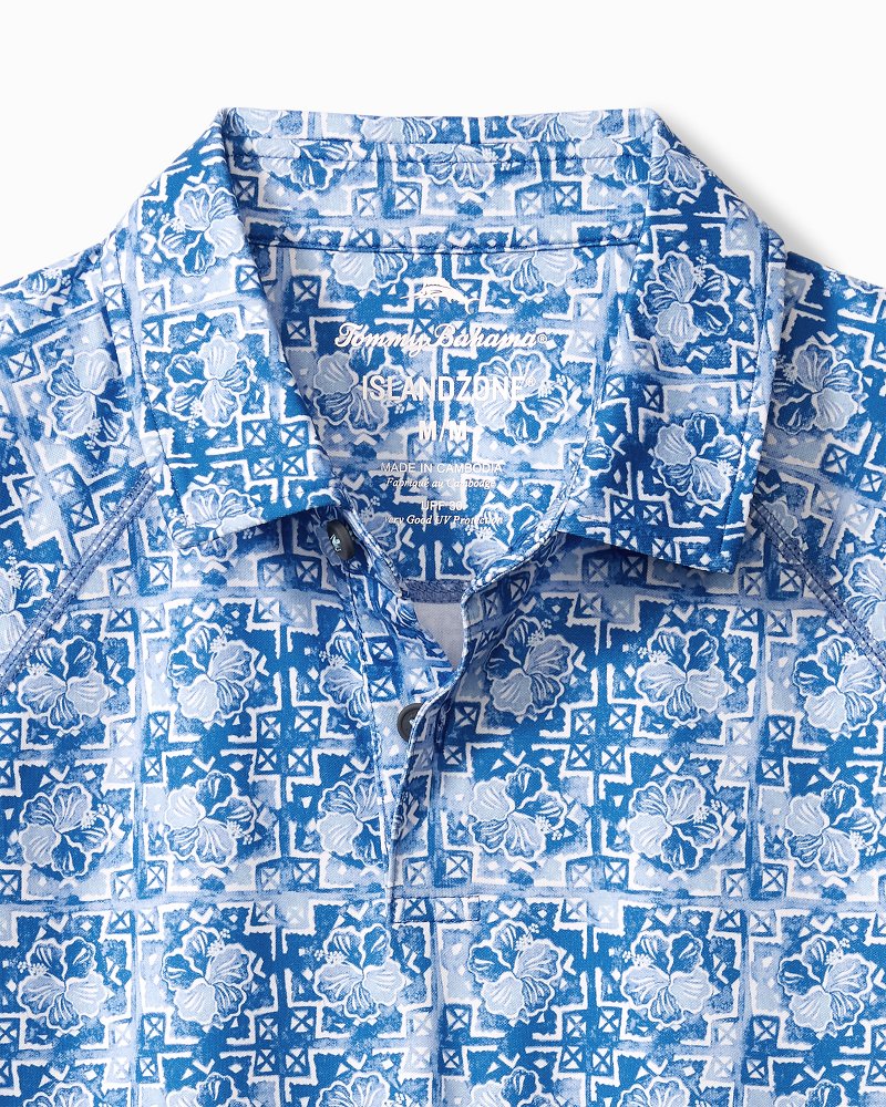 Thumbnail for Big & Tall Hibiscus Tiles IslandZone Polo