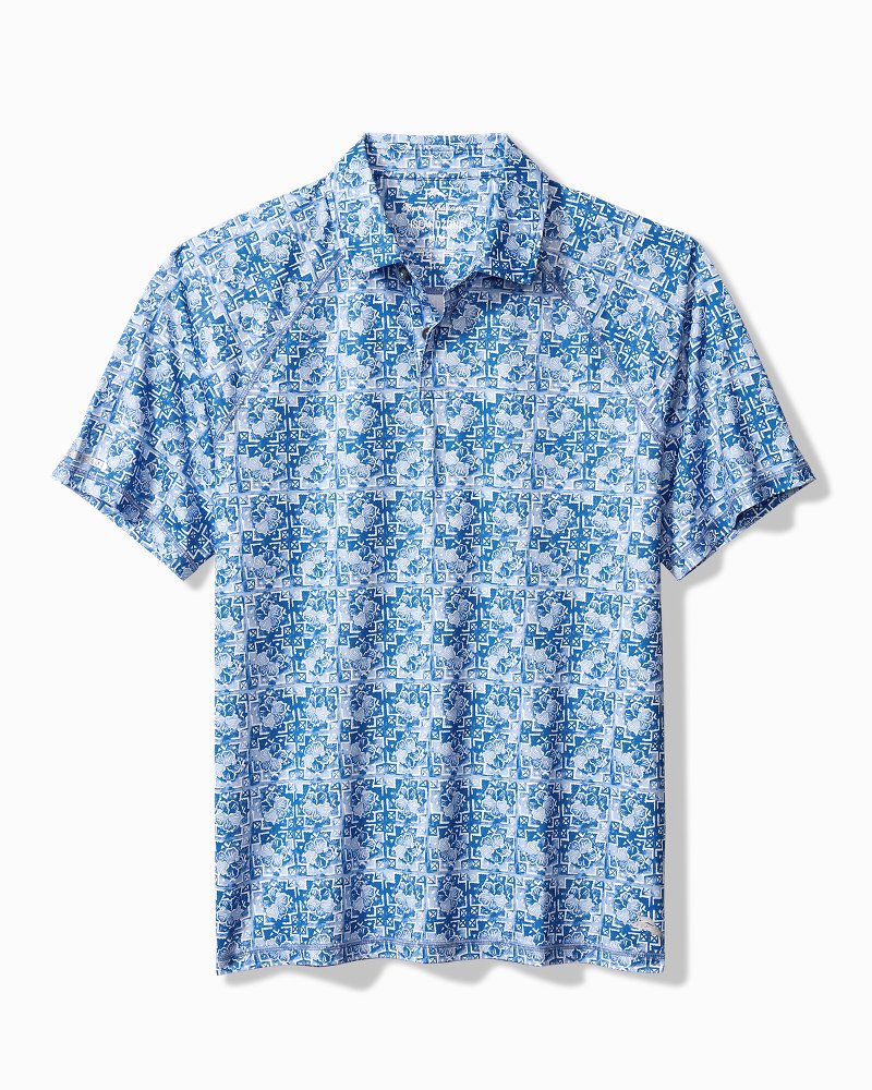 Thumbnail for Big & Tall Hibiscus Tiles IslandZone Polo