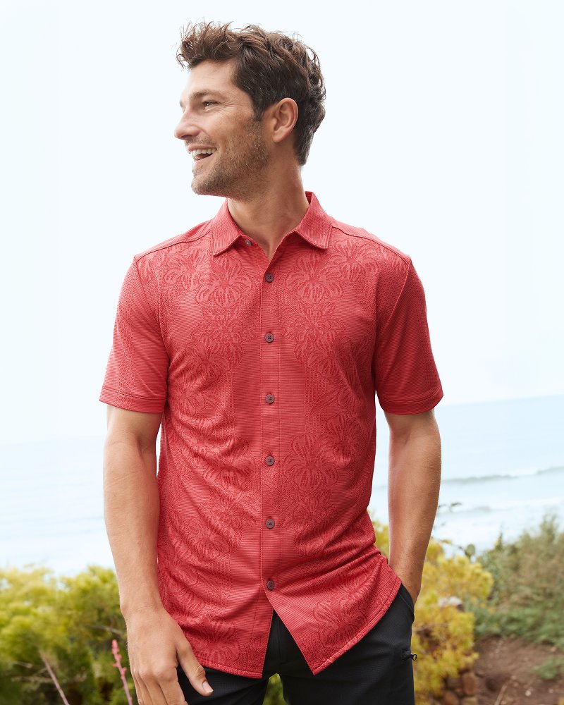 Thumbnail for Big & Tall Palm Coast Cascade Vines IslandZone® Knit Shirt