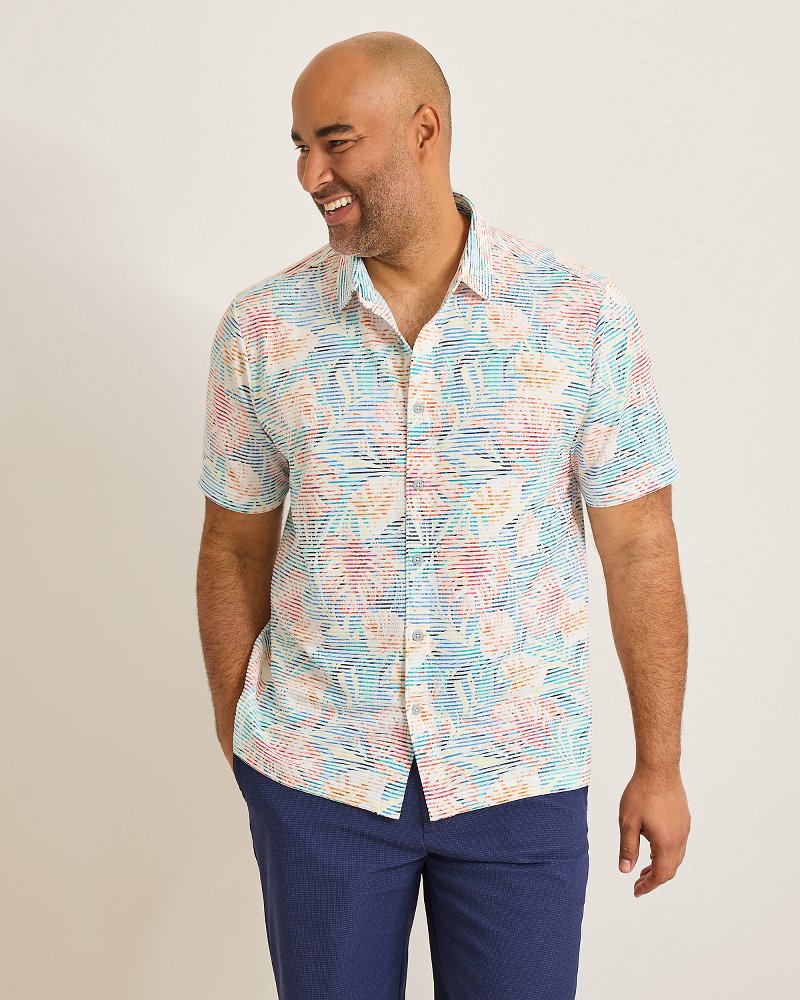 Big & Tall Costa Wave Positano Palms IslandZone® Camp Shirt