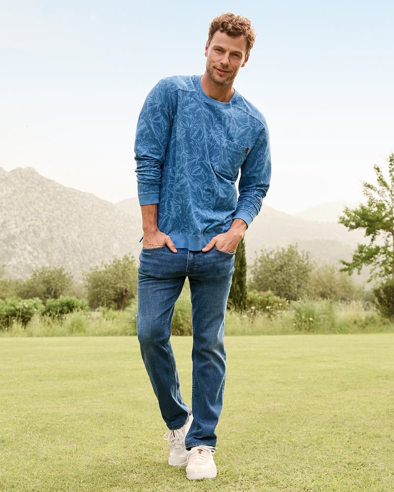 Thumbnail for Big & Tall Ben & Terry Twilight Palms Crew Sweatshirt