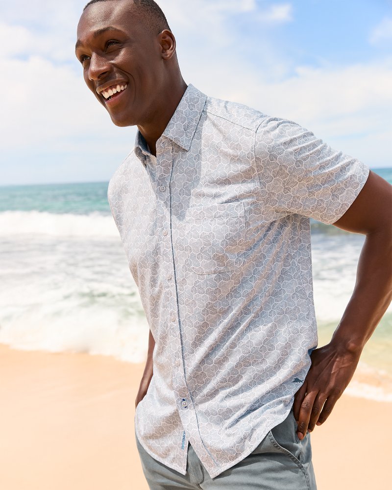 Thumbnail for Big & Tall San Lucio Tri Leaf Geo Stretch Knit Shirt