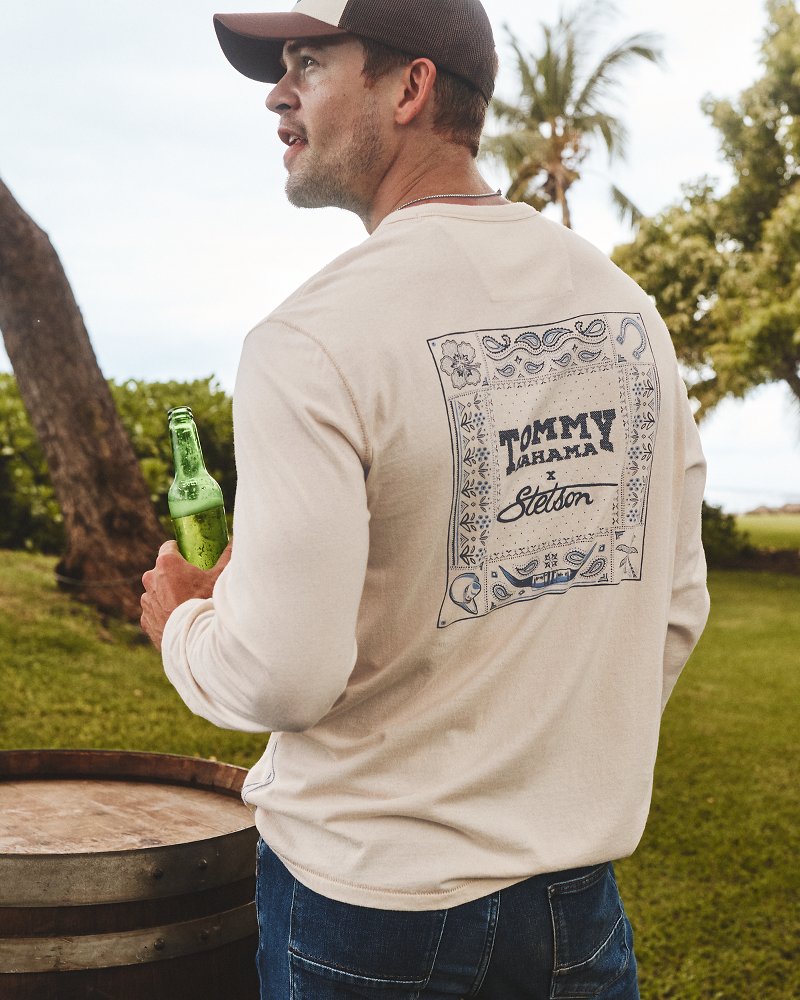 Big & Tall Tommy Bahama x Stetson Bandana Sands Long-Sleeve Lux T-Shirt