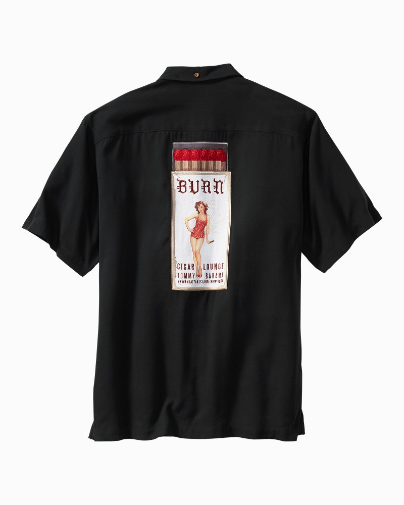 Big & Tall Burn Cigar Lounge Camp Shirt