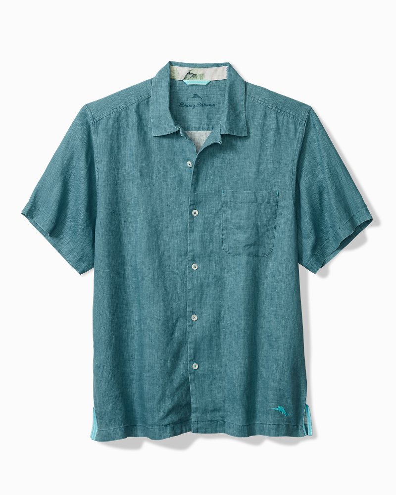 Big & Tall Sea Glass Linen Camp Shirt