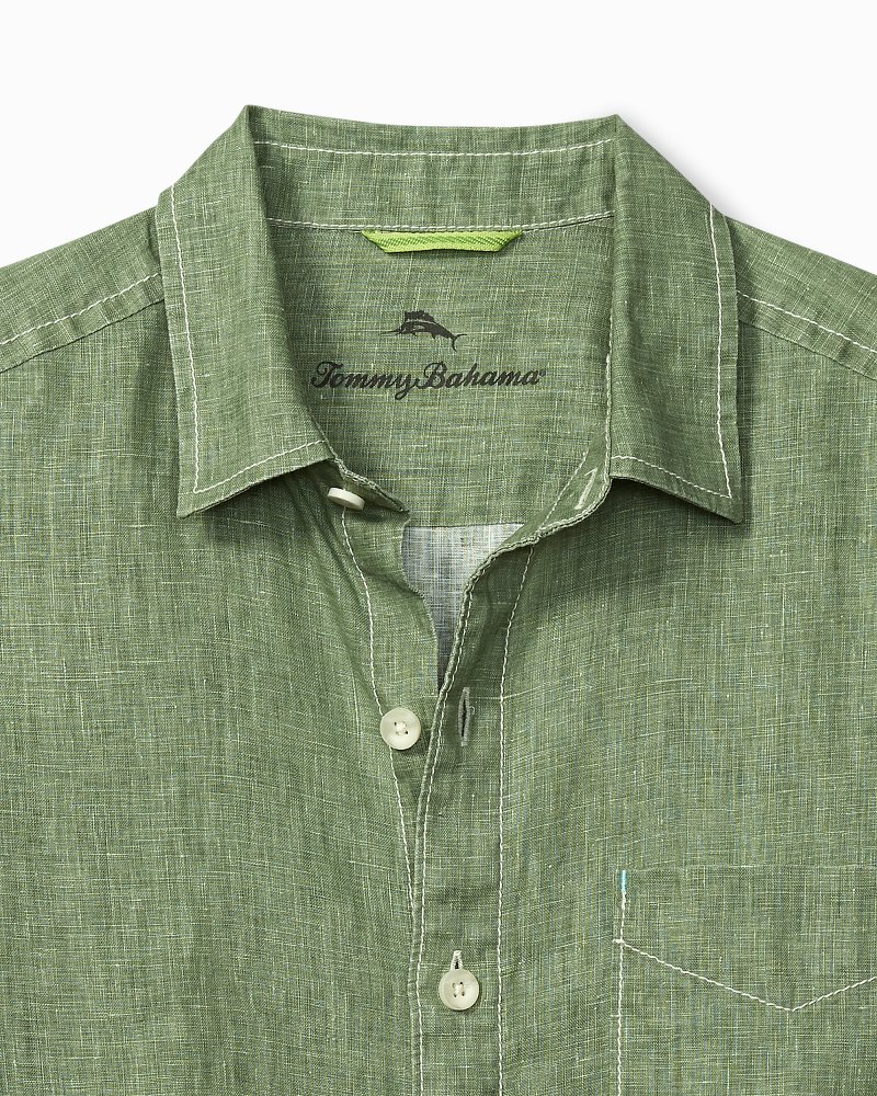 Tommy Bahama Linen Shirt Size: 2xTall Color: White Blue - Earth