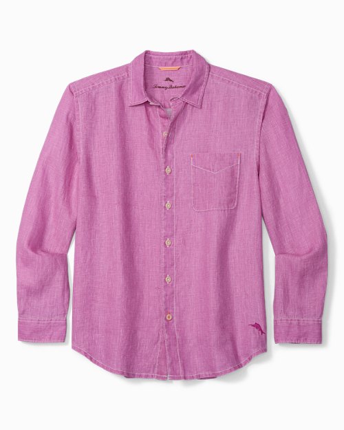 TOMMY BAHAMA Wild Geranium Pink Front Button Shirt Size Large 