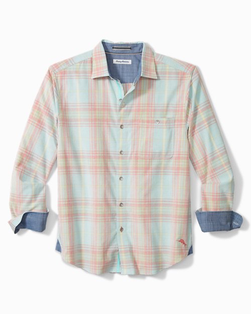Details about   NEW $150 Tommy Bahama Long Sleeve Mens Navy Almeria Plaid Shirt Chambray Blue