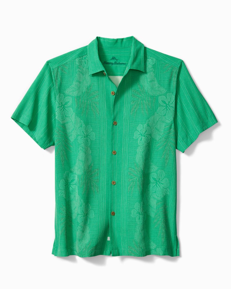 Texas Rangers Tommy Bahama Jungle Shade Silk Camp Button-Up Shirt - Royal
