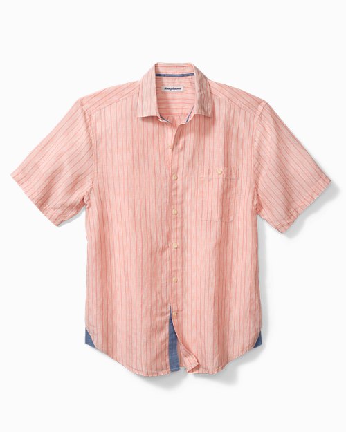 Big & Tall Surfside Stripe Linen-Blend Camp Shirt