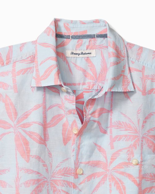 Big & Tall Twin Palms Linen-Blend Camp Shirt