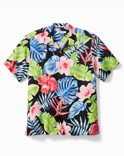 Big & Tall Hibiscus Grove Silk Camp Shirt