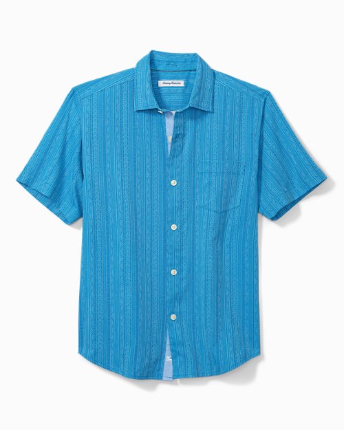 Big & Tall Salt Island Stripe Silk Camp Shirt