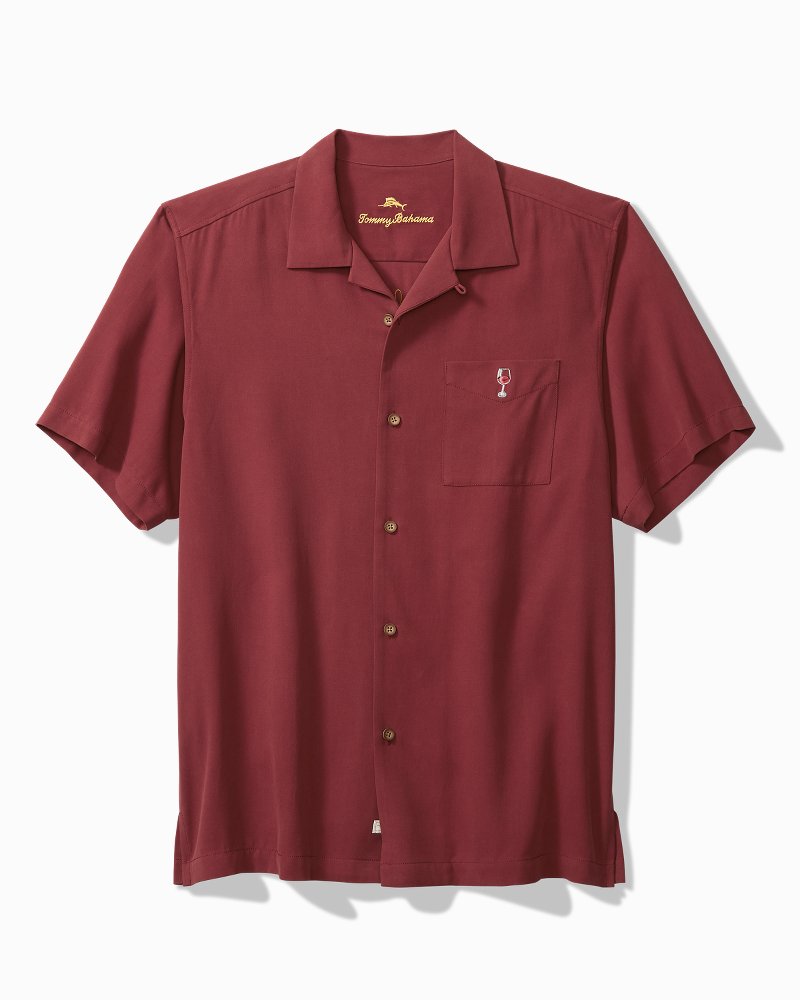 Big & Tall Red, White, and Paradise Silk Camp Shirt