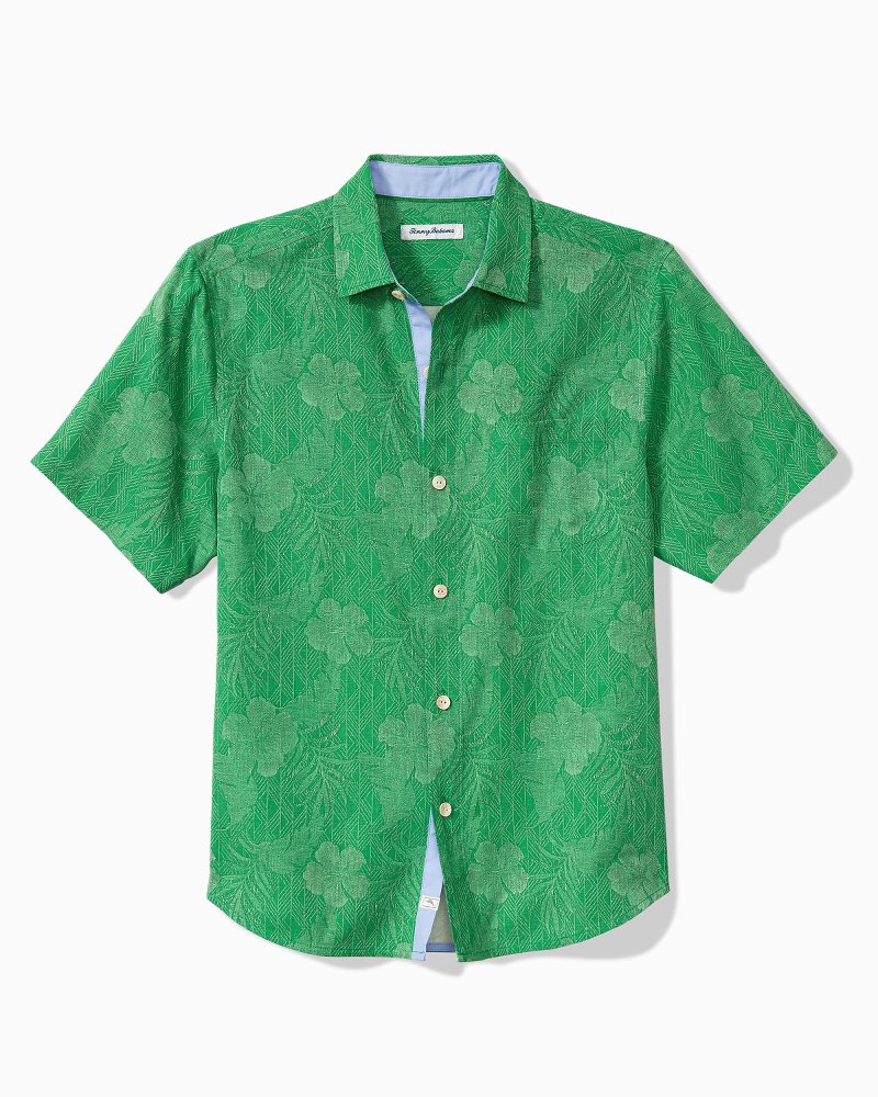 Big & Tall Hibiscus Jungle Silk Camp Shirt