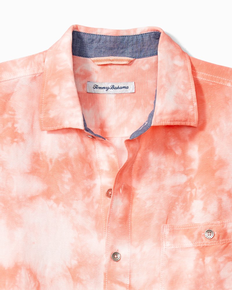 Big & Tall Poolside Tie Dye Linen-Blend Camp Shirt