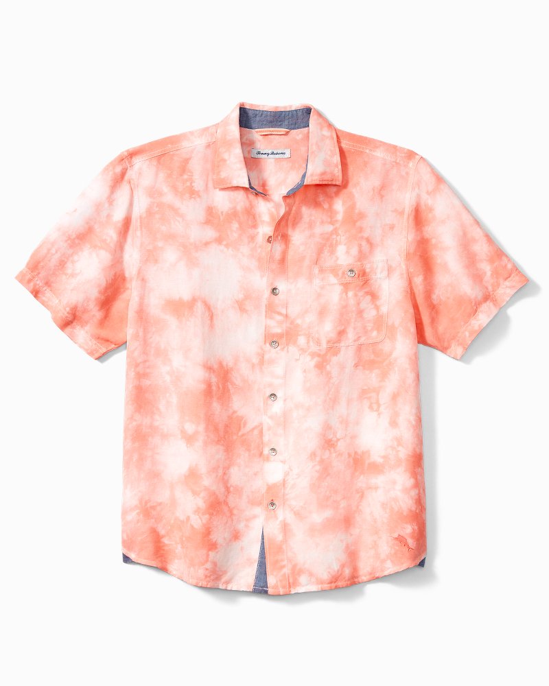 Big & Tall Poolside Tie Dye Linen-Blend Camp Shirt