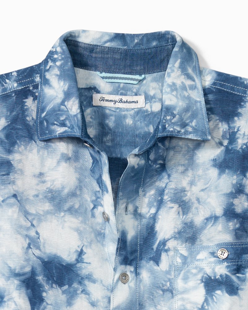 Big & Tall Poolside Tie Dye Linen-Blend Camp Shirt