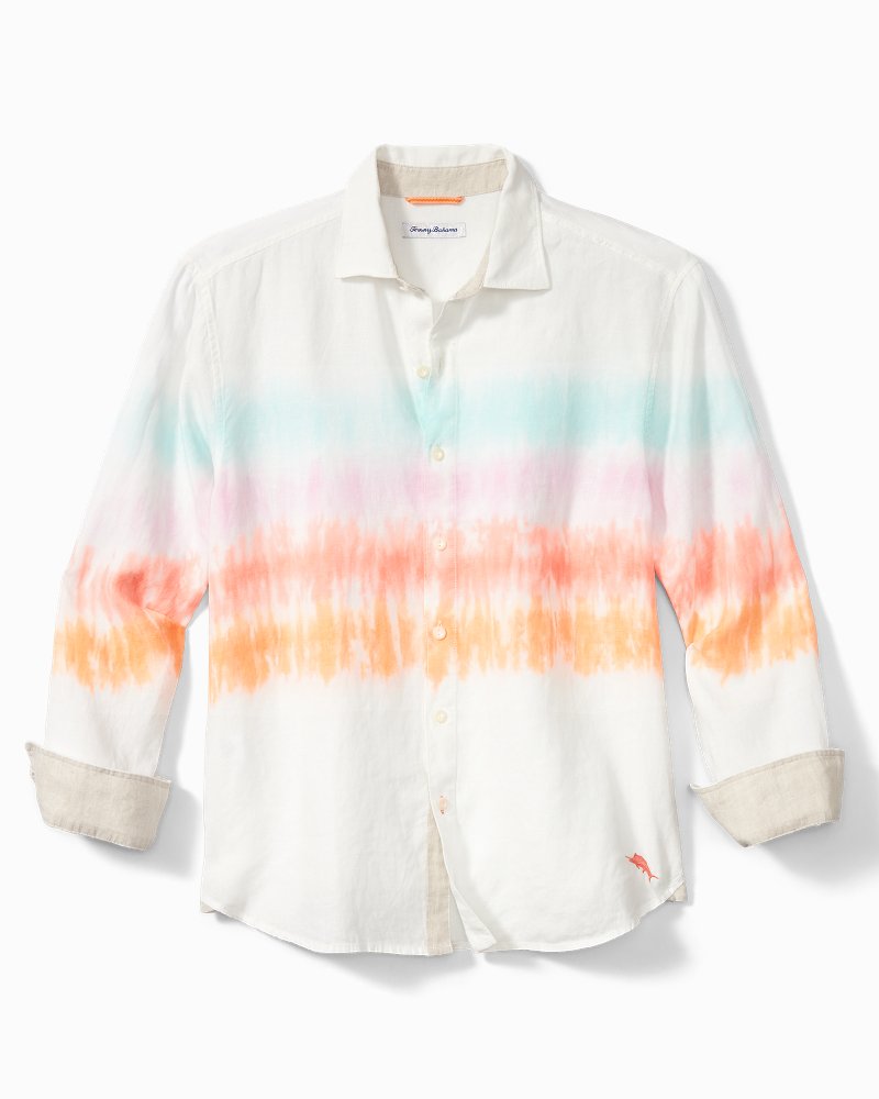 Thumbnail for Big & Tall Sunrise Tides Long-Sleeve Linen Shirt