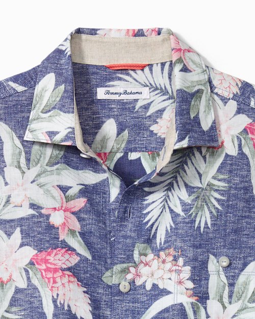 Big & Tall Barbados Breeze Beach Bloom Stretch-Linen Shirt