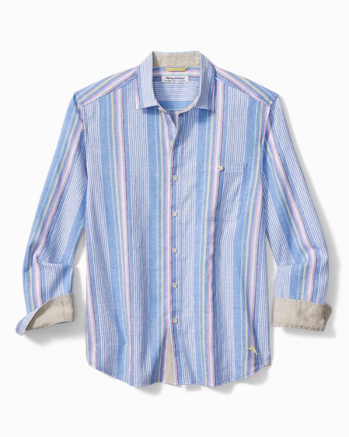 Big & Tall Barbados Breeze Tidal Stripe Stretch-Linen Shirt
