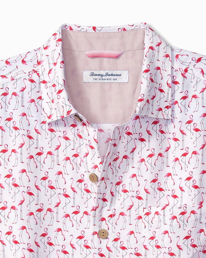 Big & Tall Veracruz Cay Flamingo Geo Camp Shirt