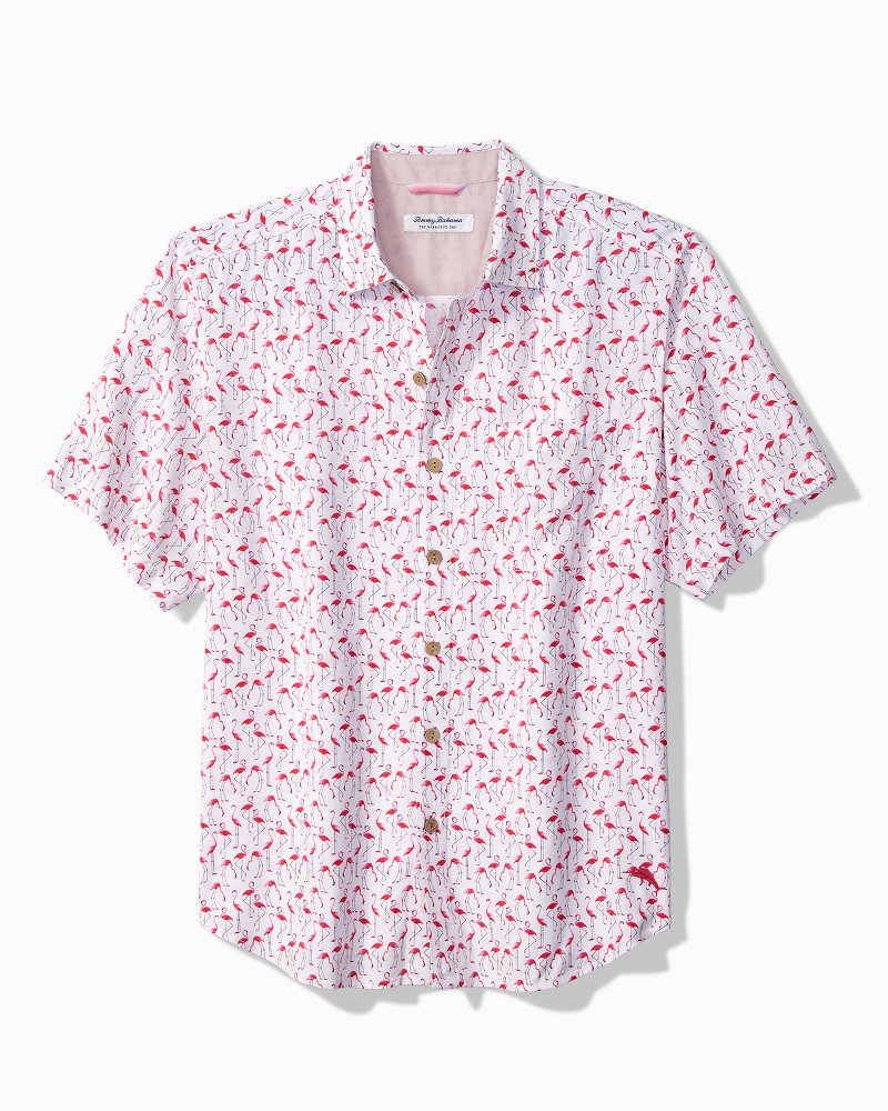 Big & Tall Veracruz Cay Flamingo Geo Camp Shirt