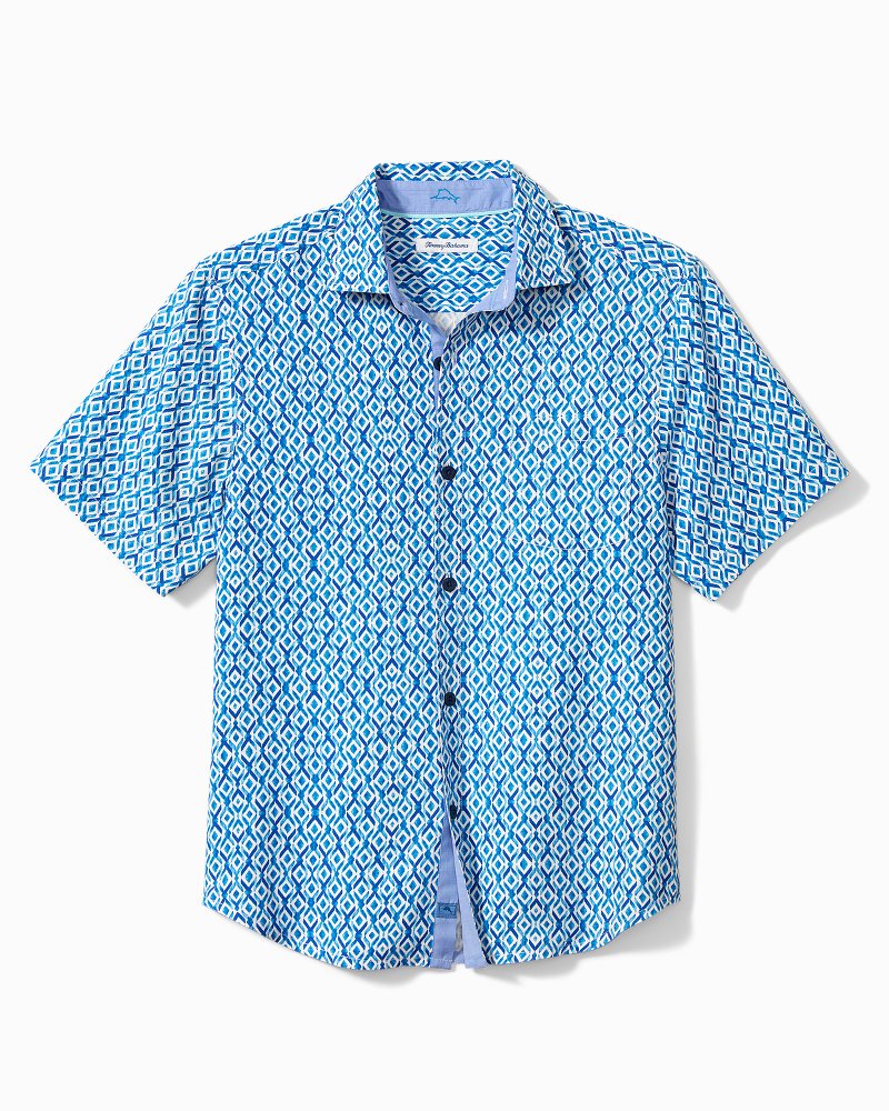 Big & Tall Diamond Tides Silk Camp Shirt