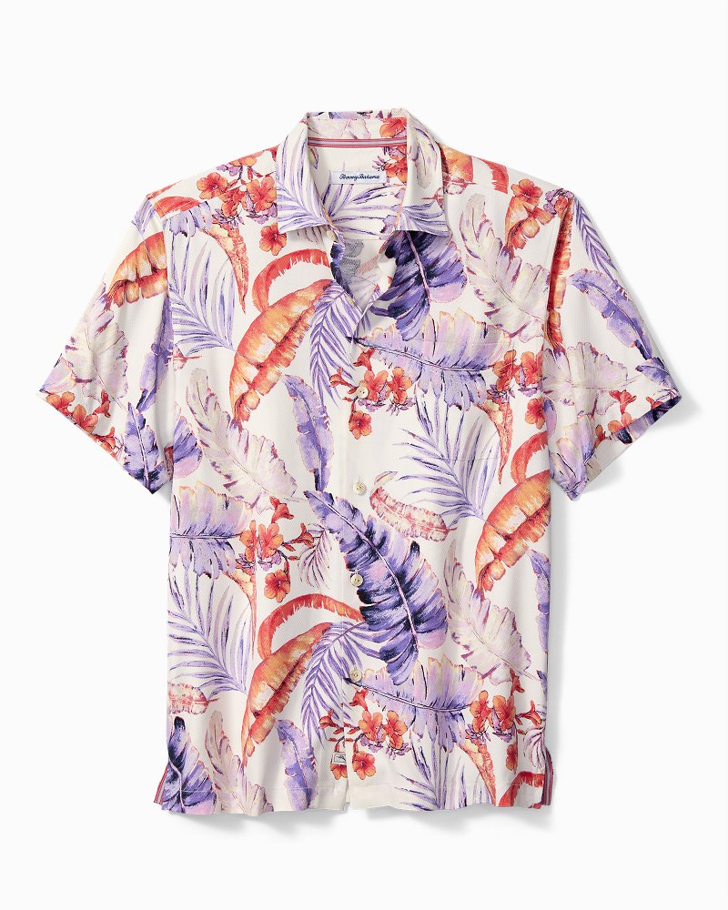 Big & Tall Summer Street Fronds Silk Camp Shirt